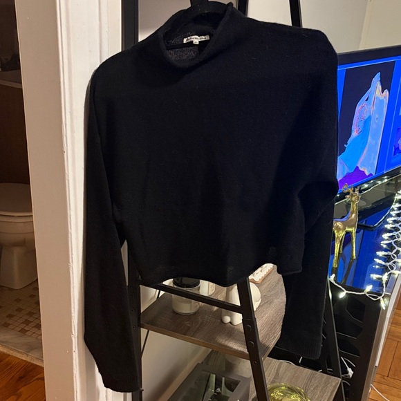 Reformation Sweaters - Reformation Black Cashmere Turtle Cropped Sweater